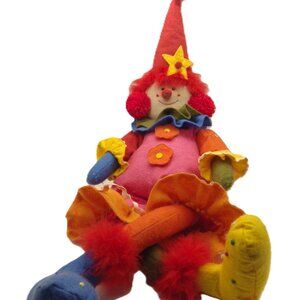 Vintage Felt Clown Doll/ 25"